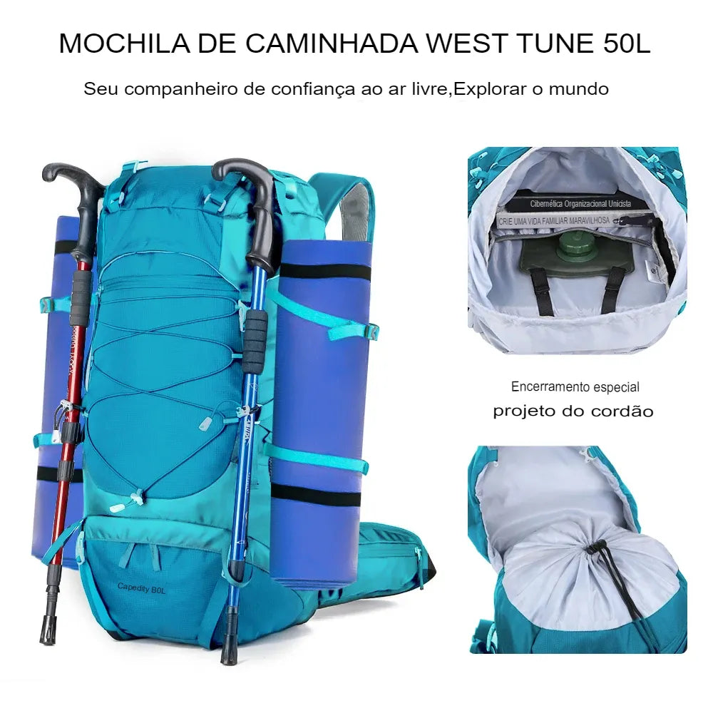 Mochila de Acampamento, Mochila Cargueira, Mochila de Trekking, Mochila de 50L, Mochila Para Montanhismo