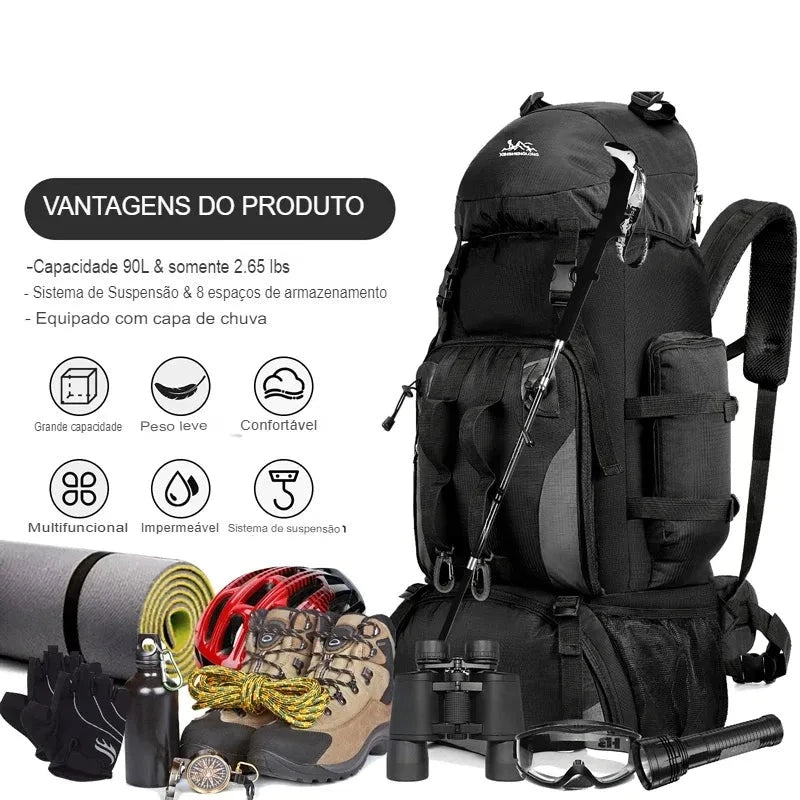 Mochila Cargueira, Mochila de Camping, Mochila Para Trekking, Mochila Para Acampamento, Mochila de Montanhismo, Mochila Cargueira 90L