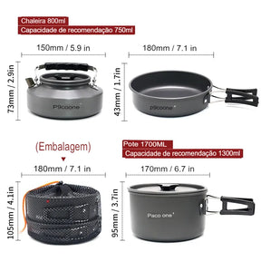 Kit Panelas Para Camping, Kit Cozinha Camping e Acampamento, Kit Cozinha de Trilha